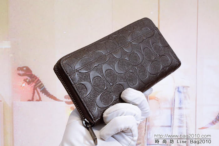 COACH蔻馳 簡約時尚 男士拉鏈牛皮錢包 75372  Chz1220